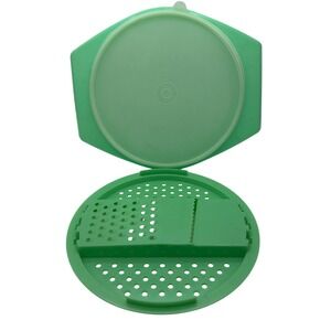 Tupperware Grater Slicer Bowl Set 786-4 Green Jadeite Sheer Lid Vintage